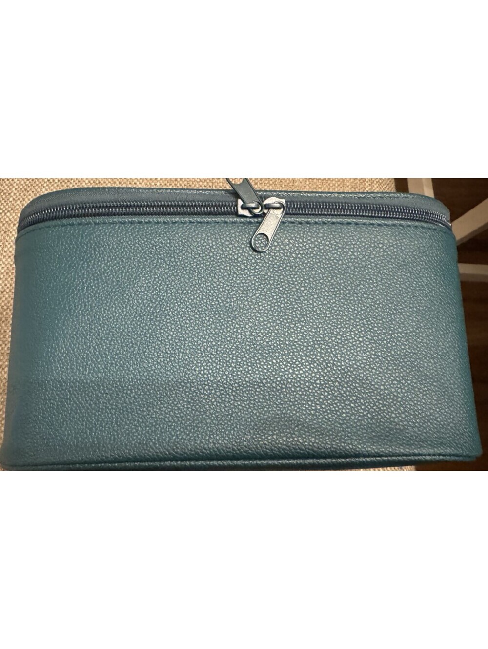 Dark Green Faux Leather Travel Light Up Toiletry Zipper Box/Bag "B" Initial
